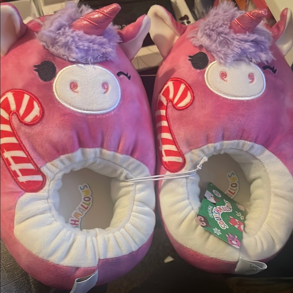 Squishmallows unicorn holiday slippers